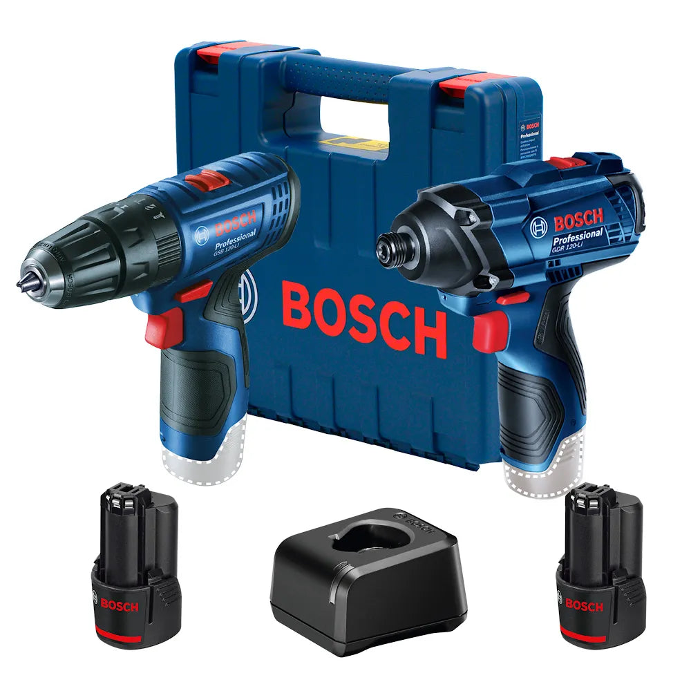LIQUIDAÇÃO - Kit Bosch Furadeira GSB120-LI + Parafusadeira de impacto GDR120-LI 12V
